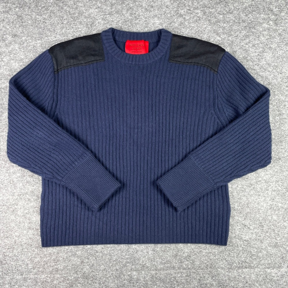 J.Crew x Alex Eagle Sweater Womens 2X Navy Blue 100% Lambs Wool Commando Ribbed